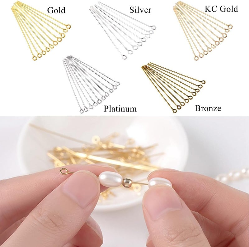 Bulrash 800 Pieces 30mm Eye Pins for DIY Jewelry Craft Making 1.18 Inch Metal End Straight Eye Pins for Bracelet Necklace Earring Pendant Supplies(Eye Pins-Multicolor) - Image 5